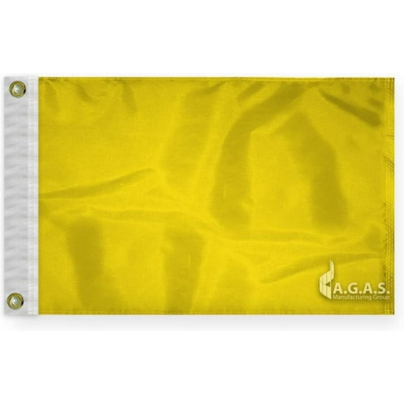 AGAS Quarantine Flag - 12 x 18 Inch - Printed 200 Nylon - Stitched Edges - Brass Grommets Canvas Heading - Solid Yellow Nautical Flag.