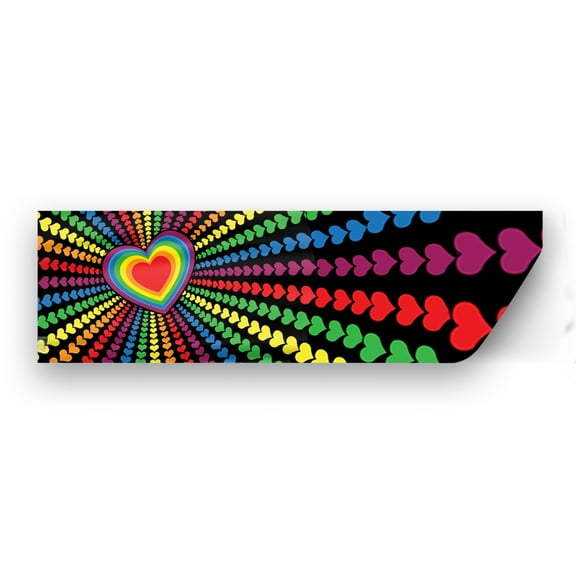 AGAS Rainbow Love Hearts Flag 3x10 inch Static Window Cling -Vinyl Material - Removable, Resusable and Leaves no Residue