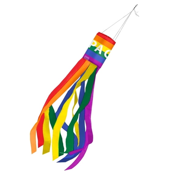 AGAS Rainbow Pace Letter Pride 60 inch Column Windsock - Printed Single Sided on Outdoor Heavy Duty Nylon - Hanging Decoration Windsocks for Yard Yellow Ribbon Yard Décor - Clip for Hanging