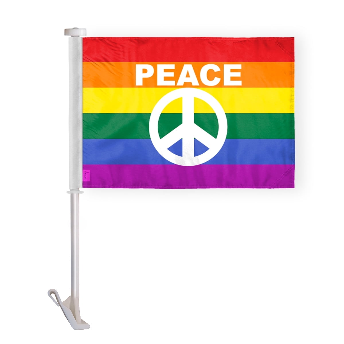 AGAS Rainbow Peace Sign Car Window Flag 10.5x15 inch - Double Side ...