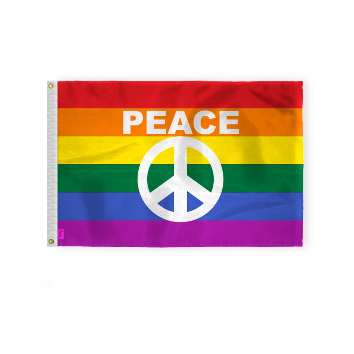 AGAS Rainbow Peace Sign Flag 2x3 Ft - Printed 200D Nylon - Brass ...