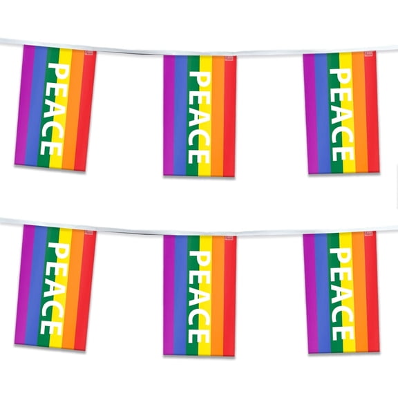 AGAS Rainbow Peace Streamers for Party 60 Ft long - 5 Mil Plastic - Peace Pride Decorations Gay Pride Party Decoration with String