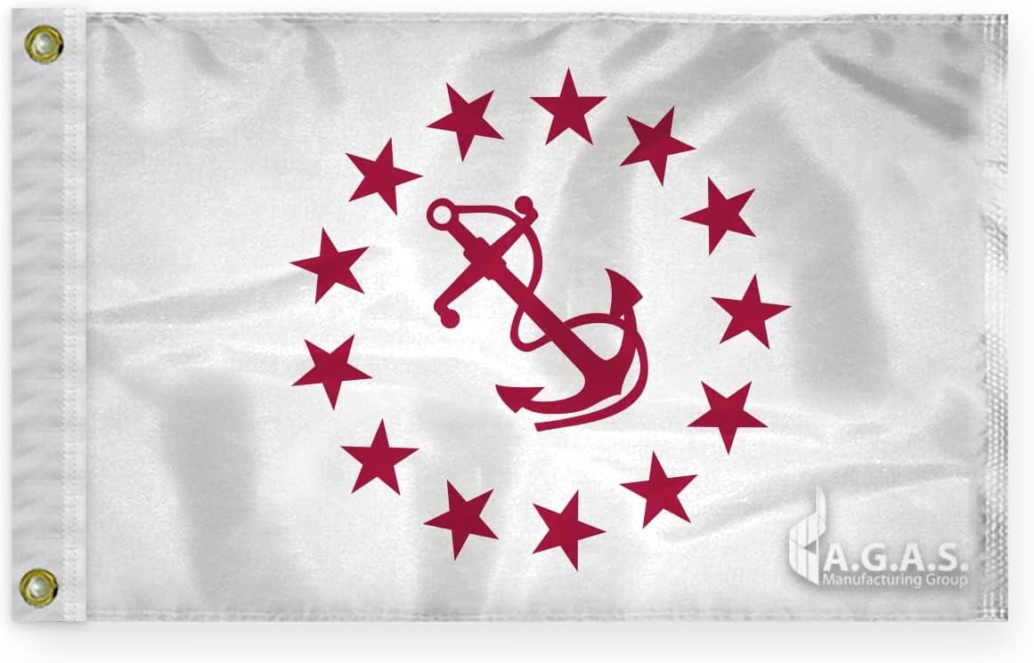 AGAS Rear Commodore Officers Flag - 12 x 18 Inch - Printed 200D Nylon - Double Stitched Edges - Brass Grommets Canvas Heading - Rear Commodore Yacht Club Officers Flag.