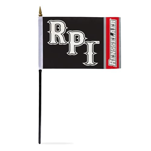 AGAS Rensselaer Polytechnic Institute Stick Flag 4 x 6 inch – NCAA Flag with 11" Pole & Base