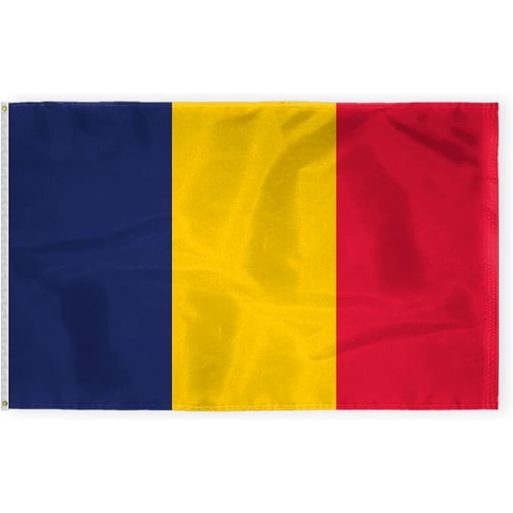 AGAS Republic of Chad Flag 5x8 ft 200D Nylon Fabric Double Stitched Canvas Header Brass Grommets Fade Resistant & Vivid Colors - Large Chad Flag