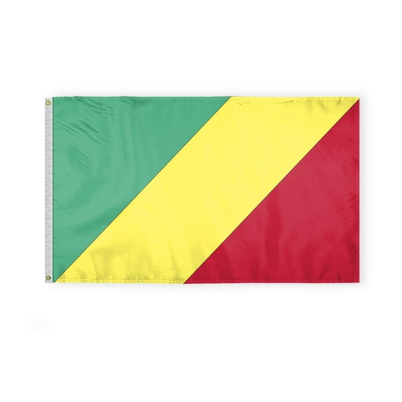 AGAS Republic of Congo Flag 3x5 ft Double Stitched Hem 100% Polyester Metal Grommets Indoor Congolese National Flag