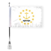 AGAS Rhode Island State Motorcycle Flag 6x9 inch - Double-Layered Printed 3-Ply Durable Knitted Polyester - 0.75 inch Sleeve - Fits on 3/8" Mount Pole (Not Included)