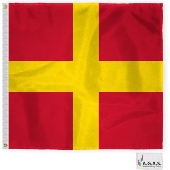 AGAS Romeo Code R Marine Signal Flag - Printed 200D Nylon - Canvas Header - Brass Grommets - Colorfast & Stitched Edges - Nautical Boat Flag - Naval Code Signal Flag.