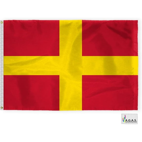 AGAS Romeo Code R Marine Signal Flag - Printed 200D Nylon - Canvas Header - Brass Grommets - Colorfast & Stitched Edges - Nautical Boat Flag - Naval Code Signal Flag.