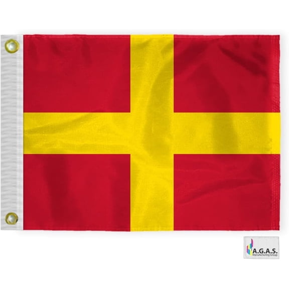 AGAS Romeo Code R Marine Signal Flag - Printed 200D Nylon - Canvas Header - Brass Grommets - Colorfast & Stitched Edges - Nautical Boat Flag - Naval Code Signal Flag.