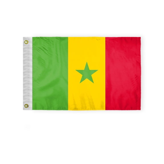 AGAS Senegal Courtesy Flag 12x18 inch Mini Senegal Flag Heavywweight Nylon Double Stitched Brass Grommets Fade Resistant & Vivid Color Senegal Boat Flag Senegalese Nautical Flag