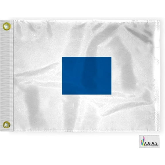 AGAS Sierra Code S Marine Signal 1x1.25 Ft Flag - Printed 200D Nylon - Canvas Header - Brass Grommets - Colorfast & Stitched Edges - Nautical Boat Flag - Naval Code Signal Flag.