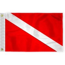 AGAS Skin Diver Flag - 10 x 15 Inch - Printed 200 Nylon - Stitched Edges - Solid Brass Grommets Canvas Heading - Red and White Stripe Nautical Flag.