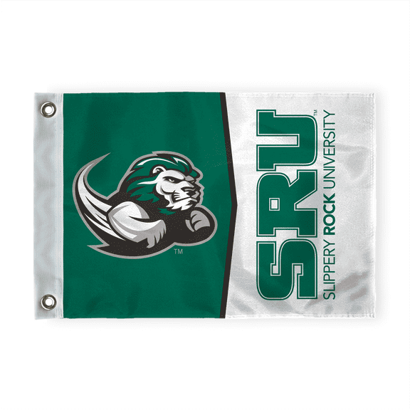 Agas Slippery Rock University of Pennsylvania Rocky the Lion 14x20 inch Nylon Golf Outdoor Flag and Banner, Waterproof, Durable