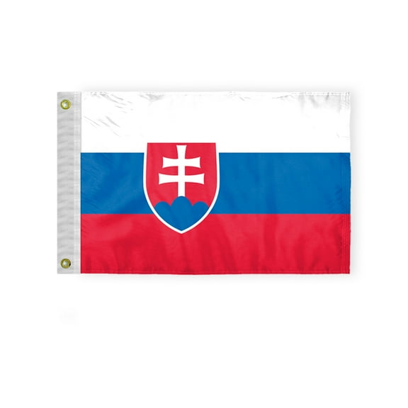 AGAS Slovakia Courtesy Flag 12x18 inch Mini Slovakia Flag Heavywweight Nylon Double Stitched Brass Grommets Fade Resistant & Vivid Color Slovakia Boat Flag Slovak Slovenska Slovakian Nautical Flag