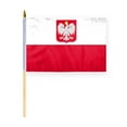 thumbnail image 1 of AGAS Small 12" x 18" 12x18 inch Poland State Ensign Hand Flag Polyester material Double Stitched 24" Wood Stick Handheld Mini Polish Flag on Stick, 1 of 1