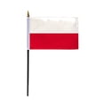 thumbnail image 1 of AGAS Small 4" x 6" 4x6 inch Poland Hand Flag Polyester material Stitched Edges 11" Plastic Stick Polish Hand Held Mini Small Stick Flags, 1 of 1