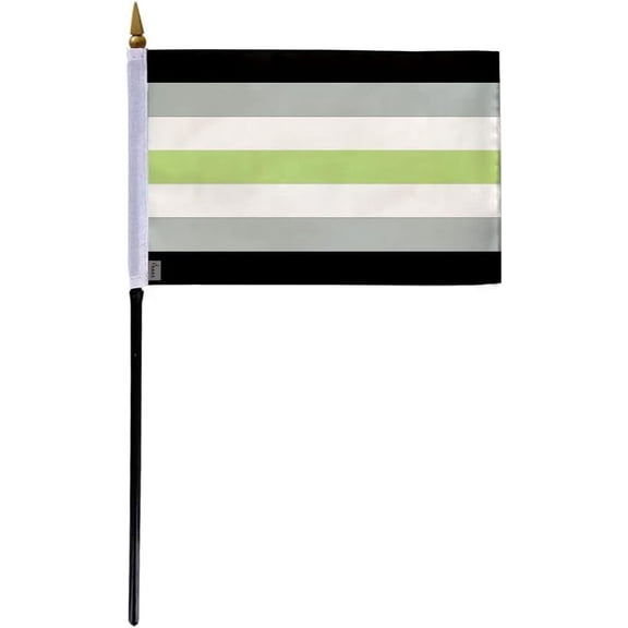 AGAS Small Agender Pride Flag 4x6 inch Flag on a 11 inch Plastic Stick - Sewn Edges Fade Resistant Polyester - Genderqueer Handheld Flag