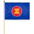 thumbnail image 1 of AGAS Small Asean Flag 12x18 inch mounted onto 24 inch Wood Pole Polyester Fabric Double Stitched Handheld Mini Asean Flag on Stick, 1 of 1