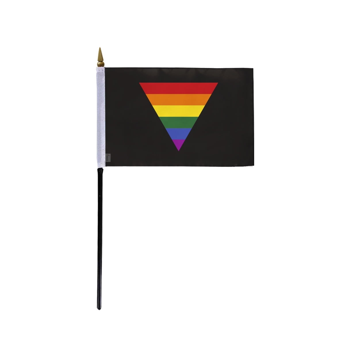 AGAS Small Black Rainbow Triangle Flag 4x6 inch Flag on a 11 inch ...