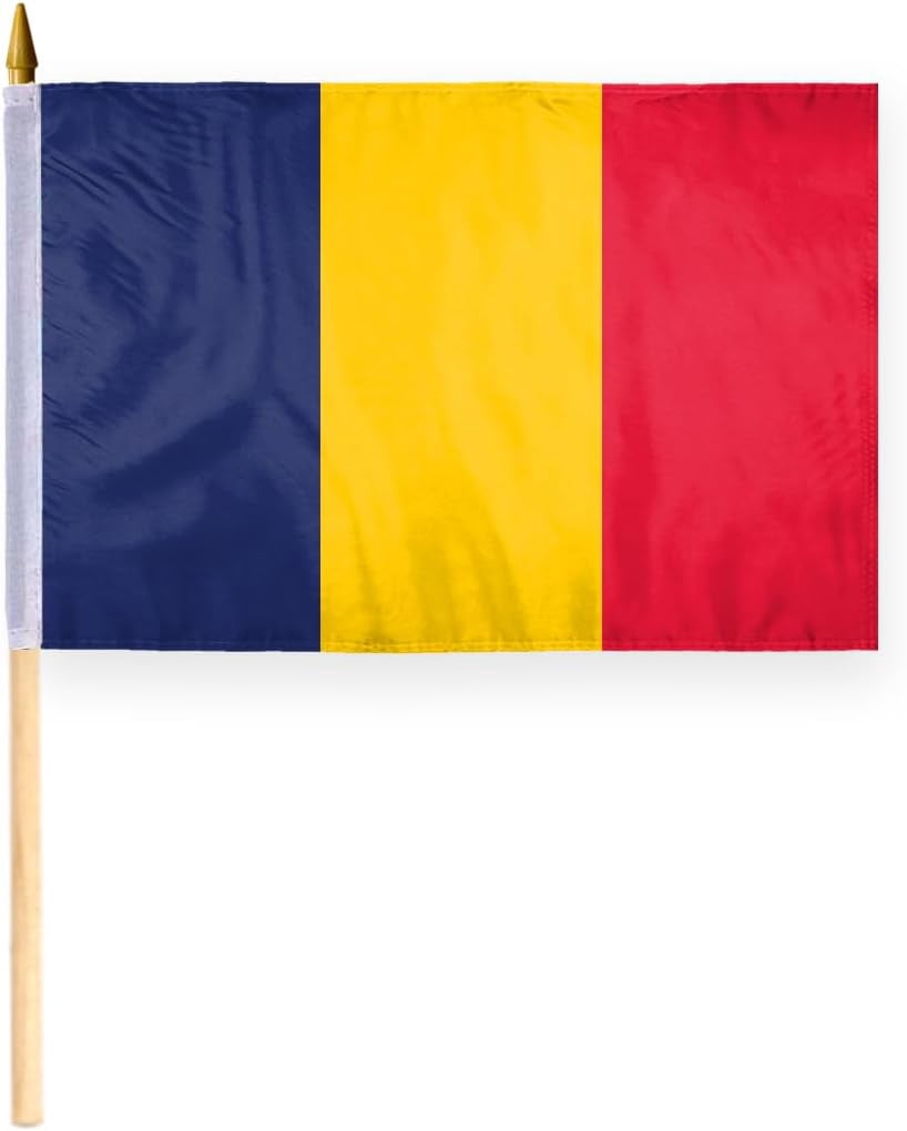 AGAS Small Chad Flag 12x18 inch mounted onto 24 inch Wood Pole ...