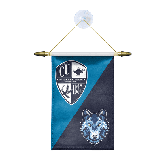 AGAS Cheyney Wolves Mini Window Banner 4x6 Inch with Suction Cup