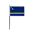 thumbnail image 1 of AGAS Small Curacao Flag 4x6 inch mounted onto 11 inch Plastic Pole Polyester Fabric Stitched Edges Curacao Desk Flags, 1 of 1