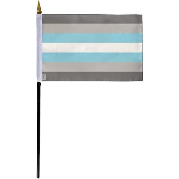 AGAS Small Demiboy Pride Flag 4x6 inch Flag on a 11 inch Plastic Stick - Sewn Edges Fade Resistant Polyester - Demi Man Pride Handheld Flag