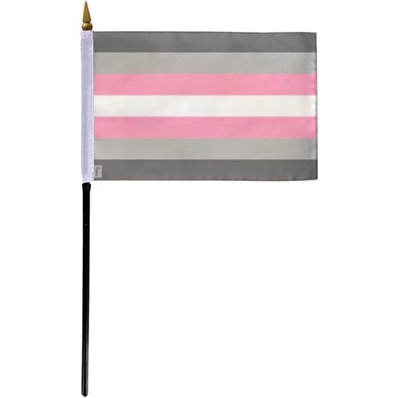 AGAS Small Demigirl Pride Flag 4x6 inch Flag on a 11 inch Plastic Stick - Sewn Edges Fade Resistant Polyester - Demisexual Pride Handheld Flag