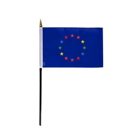AGAS Small Gay European Flag 4x6 inch Flag on a 11 inch Plastic Stick - Sewn Edges Fade Resistant Polyester - Euro Gay Handheld Flag