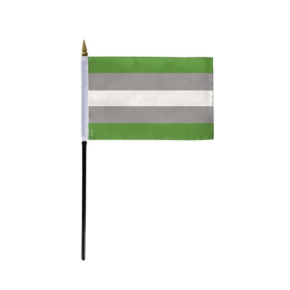AGAS Small Greyromantic Pride Flag 4x6 inch Flag on a 11 inch Plastic Stick - Sewn Edges Fade Resistant Polyester - Grey-Asexual Handheld Flag