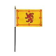 AGAS Small Scotland Rampant Lion Flag 4x6 inch - 11 inch Plastic Pole Polyester Fabric Stitched Edges Royal Banner of Scotland Hand Held Mini Small Stick Flags