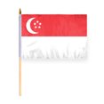 thumbnail image 1 of AGAS Small Singapore Flag 12x18 inch - 24 inch Wood Pole Polyester Fabric Double Stitched Handheld Mini Singaporean Flag on Stick, 1 of 1