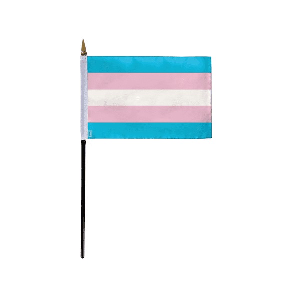 AGAS Small Transgender Flag 4x6 inch Flag on a 11 inch Plastic Stick - Sewn Edges Fade Resistant Polyester -Trans Pride Handheld Flag