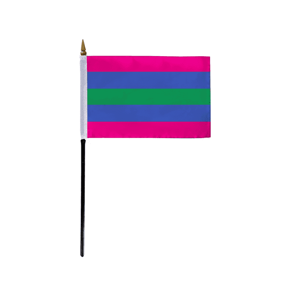 AGAS Small Trigender Flag 4x6 inch Flag on a 11 inch Plastic Stick - Sewn Edges Fade Resistant Polyester -Trigender Pride Handheld Flag