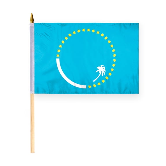 AGAS South Pacific Commission Flag 12x18 inch - 24" Wood Pole 100% Outdoor Polyester Double Stitched Pacific Community Mini Handheld Flag