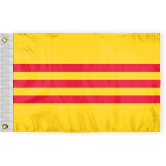 AGAS South Vietnam Nautical Flag 12x18 inch Mini South Vietnamese Flag Outdoor 200D Nylon Double Stitched Hem Never Rust Brass Grommets Canvas Header South Vietnamese Boat Flag