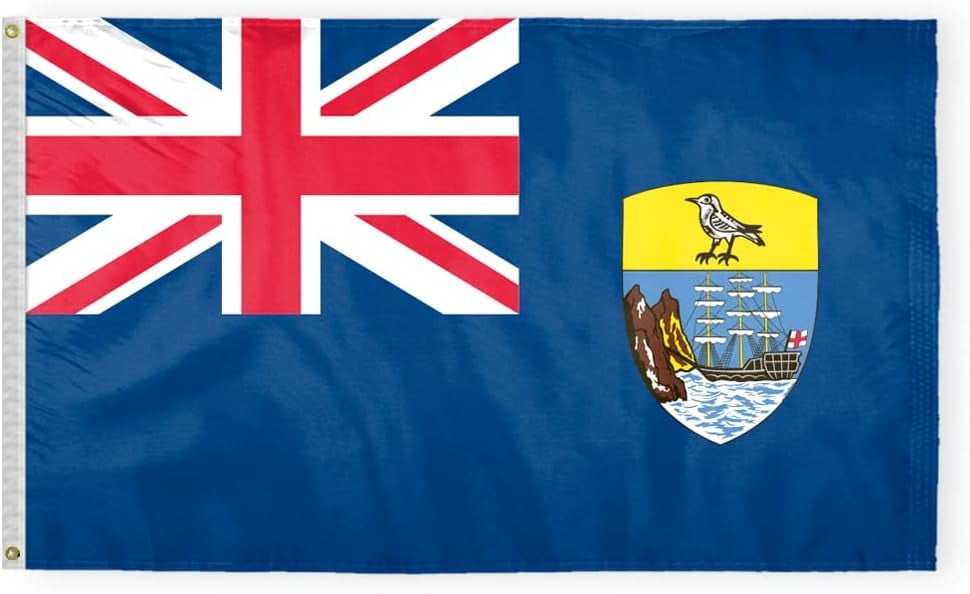 AGAS St Helena Flag 3x5 ft 200D Nylon Fabric Double Stitched Canvas Header Brass Grommets Fade Resistant & Vivid Colors Can be Hung on Flagpole Outside or Indoors on a Wall