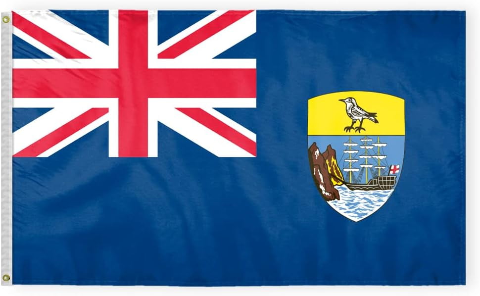 AGAS St Helena Flag 3x5 ft Double Stitched Hem 100% Polyester Metal Grommets Indoor St Helena Islands Flag