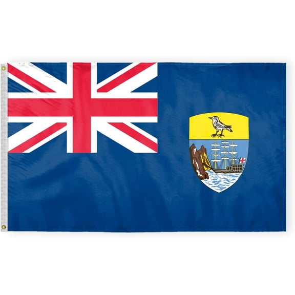 AGAS St Helena Flag 3x5 ft Double Stitched Hem 100% Polyester Metal Grommets Indoor St Helena Islands Flag