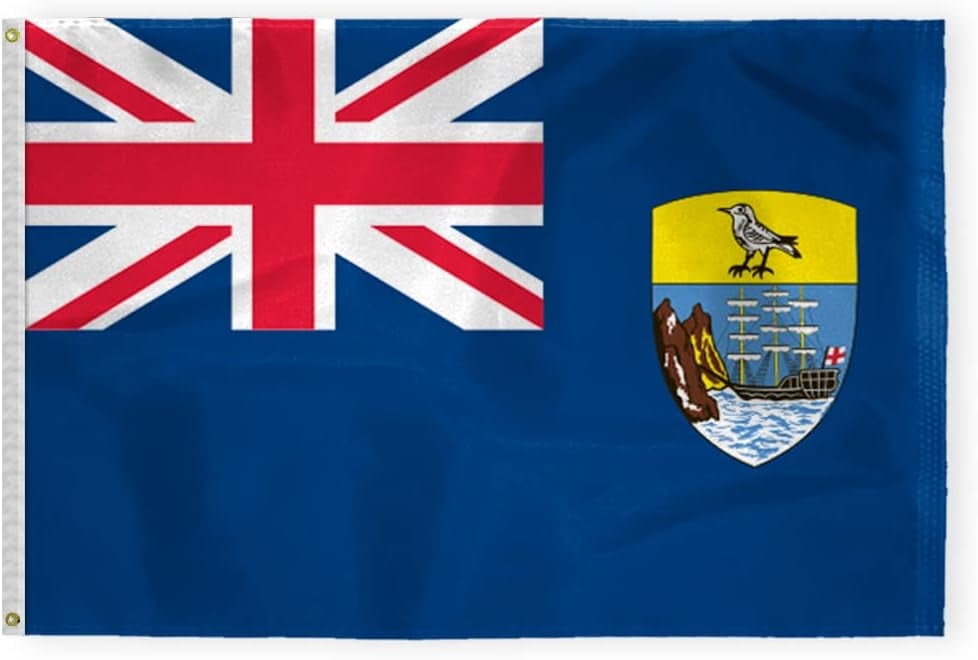 AGAS St Helena Flag 4x6 ft 200D Nylon 4 Needle Lock Stitched Fly Hem Never Rust Brass Grommets Canvas Header St Helena Islands Flag