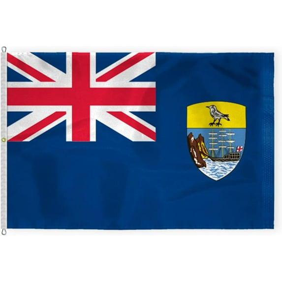 AGAS St Helena Flag 8x12 ft - Outdoor 200D Nylon - 6 Needle Lock Stitched Fly Hem - Canvas Header - Rope Thimble & 1 Brass Grommet - Fade Proof - Large Size St Helena Islands Flag