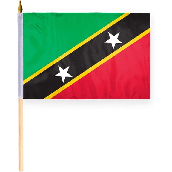 AGAS St Kitts Courtesy Flag 12x18 inch Mini St Kitts Flag Outdoor 200D Nylon Double Stitched Hem Never Rust Brass Grommets Canvas Header St Kitts Nautical Boat Flag