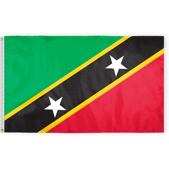 AGAS St Kitts Flag 3x5 ft Double Stitched Hem 100% Polyester Metal Grommets Indoor St Kitts Flag