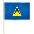 thumbnail image 1 of AGAS St Lucia Flag 12x18 inch - 24" Wood Pole 100% Outdoor Polyester Double Stitched St Lucian Carribean Island Mini Handheld Flag, 1 of 1