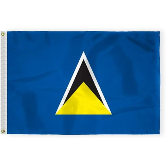 AGAS St Lucia Flag 2x3 ft Outdoor 200D Nylon Double Stitched Hem Never Rust Brass Grommets Canvas Header St Lucian Carribean Island Flag