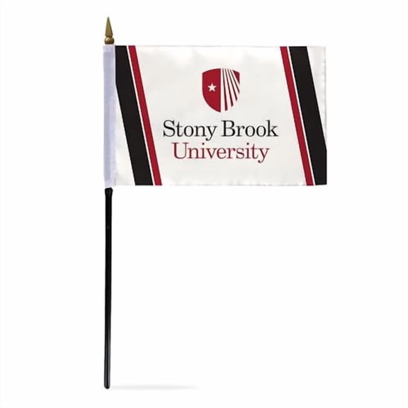 AGAS Stony Brook University Stick Flag 4 x 6 inch NCAA SBU Polyester Flag 11" Pole w Base
