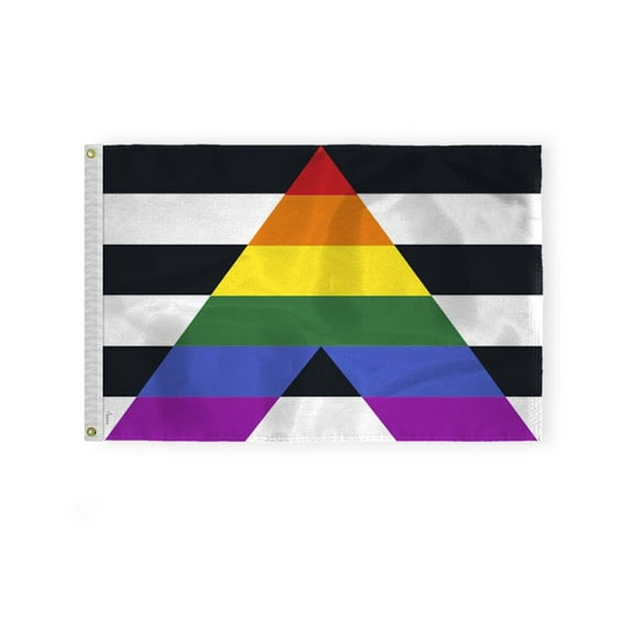 AGAS Straight Ally Rainbow Flag 2x3 Ft - Printed 200D Nylon - Brass Grommets - Fade Proof Sharp Colors - Straight Alliance Pride Community Flag