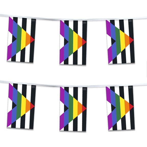 AGAS Straight Ally Rainbow Streamers for Party 60 Ft long - 5 Mil Plastic - Straight Ally Rainbow Decorations Party Decoration with String