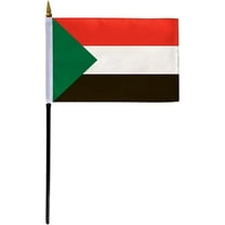 AGAS Sudan Flag 4x6 inch - 11" Plastic Pole 100% Outdoor Polyester Stitched Edges Sudanese Mini Flag on a Stick